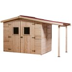 Habrita - abri en panneaux 16 mm avec plancher (5, 04 m2) et b�cher (2, 08 m2) - ed2416. 01b