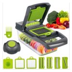 Hachoir � l�gumes multifonctionnel 16 avec r�cipient, trancheur de pommes de terre, hachoir � oignons, ...