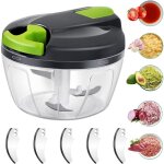 Hachoir oignon avec 3 lames en acier inoxydable, coupe oignon manuel avec acier inoxydable 3 lames, mixeur ...