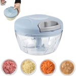 Hachoir oignon manuel, 500ml mini hachoir manuel avec 3 lames en acier inoxydable, mixeur manuel, coupe ...