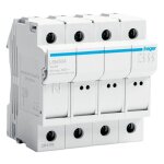 Porte - fusible hager 32a 3p 400v l38 4 modules 10x38 lsn504