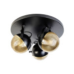 Haicha - spot plafond, plafonnier - 3 lumi�re - � 51 cm - noir et or - rustique - �clairage int�rieur ...