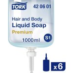 Tork - recharge savon liquide corps et cheveux - cartouche 1 litre - lot de 6 Tork - recharge savon liquide corps et cheveux - cartouche 1 litre - lot de 6