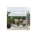 Halls - serre en verre horticole popular 86 avec base - 5 m², couleur silver Halls - serre en verre horticole popular 86 avec base - 5 m², couleur silver