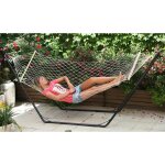 Hamac en filet avec planche en bois cm. 80x200 mobilier de jardin extrieur sans cadre - salon