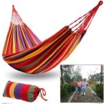 Hamac de jardin simple sac en coton color� tente de camping tissu 190 x 80 cm
