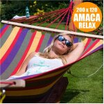 Hamac de jardin simple xl en bois coton relax camping 200x120cm 2 coloris
