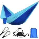 Hamac en nylon ultralger pour 1 personne, parachute bleu, portable, durable, plage suspendue, mousquetons ...