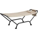Garden ? hamac sur pied avec support ? dimensions 98 x 230 x 82 cm ? acier et pvc 600d ? charge maximale ...