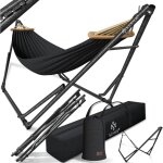 Hamac vill avec support mtal pliable rglable cadre stable indoor & outdoor avec sac de transport + ...