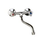 Hamberger sanitary - mitigeur evier mural 2 poignes etou chrom, bec orientable saillie 200 mm