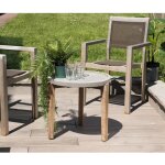 Macabane - hector - table d'appoint de jardin ronde b�ton 50x50 cm pieds en bois acacia