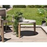 Hector - table basse de jardin ronde b�ton 81x81 cm pieds bois acacia