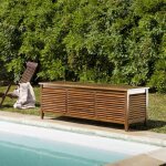 Maeva - coffre de jardin piscine en bois teck huil 200x55cm