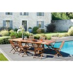 Maeva - ensemble de jardin bois teck huil� table 200 / 300cm + 8 chaises