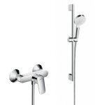 Hansgrohe set de douche mitigeur logis + douchette 2 jets + barre 65 cm + flexible, chrome (71600000 ...