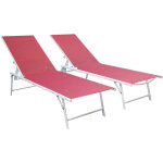 Happy garden - lot de 2 bains de soleil pliants sicilia en textilne rose - structure blanche