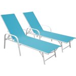 Happy garden - lot de 2 bains de soleil sardinia en textilne bleu - structure blanche