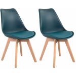 Lot de 2 chaises scandinaves nora bleues avec coussin - happy garden