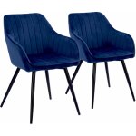 Happy garden - lot de 2 chaises en velours bertille bleues