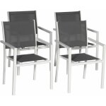Happy garden - lot de 4 chaises en aluminium blanc - textil�ne gris