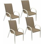 Happy garden - lot de 4 chaises marbella en textil�ne taupe - aluminium blanc