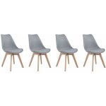 Happy garden ? lot de 4 chaises scandinaves nora ? rev�tement en polypropyl�ne gris ? pieds en bois de ...