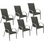 Happy garden - lot de 6 chaises marbella en textilne gris - aluminium gris