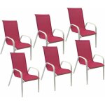 Happy garden - lot de 6 chaises marbella en textil�ne rose - aluminium blanc