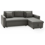 Happy garden - canap� d'angle convertible simili clark 3 places taupe