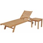 Happy garden - ensemble bain de soleil droit en teck avec table d'appoint java