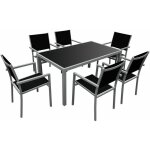 Happy garden - salon de jardin bergamo en textil�ne noir 6 places - aluminium gris