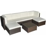 Happy garden - salon de jardin bonifacio en r�sine tress�e marron 6 places - coussin ivoire