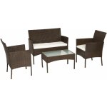 Happy garden - salon de jardin cordoue en rsine tresse marron 4 places - coussins ivoire