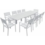 Happy garden - salon de jardin venezia extensible 132 / 264 en aluminium blanc - 10 places