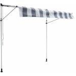 Happy garden - store banne pour balcon chene 2 × 1, 2m - toile rayée blanche / grise et structure blanche ... Happy garden - store banne pour balcon chene 2 × 1, 2m - toile rayée blanche / grise et structure blanche ...