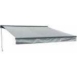 Happy garden - store banne saule 3, 5 � 3m avec semi - coffre - toile grise et structure grise