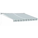 Happy garden - store banne saule 3, 5 � 3m - toile ray�e blanche / grise et structure blanche