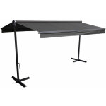Happy garden - store double pente frene sur pieds 3, 95 x 3 m - toile anthracite et structure grise Happy garden - store double pente frene sur pieds 3, 95 x 3 m - toile anthracite et structure grise