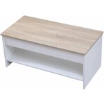 Happy garden - table basse avec plateau relevable blanche et bois hedda