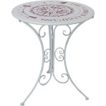 Petite table de jardin table d'appoint en fer table de balcon petite ronde, blanc, design boussole, dxh ... Petite table de jardin table d'appoint en fer table de balcon petite ronde, blanc, design boussole, dxh ...