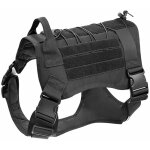Harnais tactique pour chien sans traction - noir, m, harnais militaire r�fl�chissant pour chien avec ...