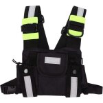 Harnais universel de radio de poitrine, gilet d'�tui de poche avant r�fl�chissant vert pour talkie - ...