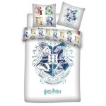 Parure de lit simple harry potter, les 4 maisons blanc - 140 cm x 200 cm