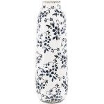 Haut vase d�coratif � fleurs en c�ramique blanche et bleu marine 35 cm de hauteur motif floral accessoire ...