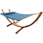Hawa� hamac double xxl hamac 2 personnes en bleu avec support en bois pour l'ext�rieur pour jardin, terrasse, ...