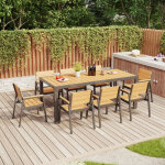 Hdps salon de jardin exterieur 9 pi�ces, r�sistance aux intemp�ries ensemble 189 cm table et 6 chaise ...