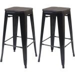 Hegele - 2x tabouret de bar hhg - 392 avec siège en bois, chaise de comptoir, métal, design industriel, ... Hegele - 2x tabouret de bar hhg - 392 avec siège en bois, chaise de comptoir, métal, design industriel, ...
