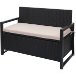 Hegele - banc 2 places en polyrotin hhg - 564, banc de jardin banc, compartiment de rangement, anthracite, ...