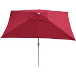Parasol en aluminium n23, 2x3m, rectangulaire, inclinable, inoxydable, bordeaux